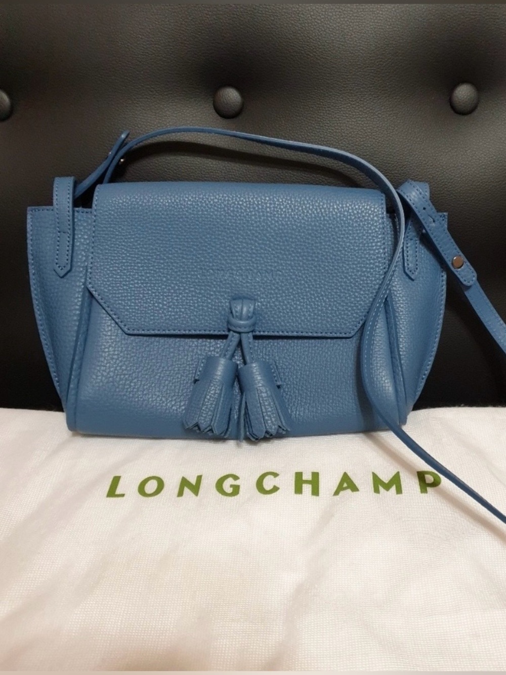 Longchamp Pénélope Leather Crossbody Bag - Pilot Blue